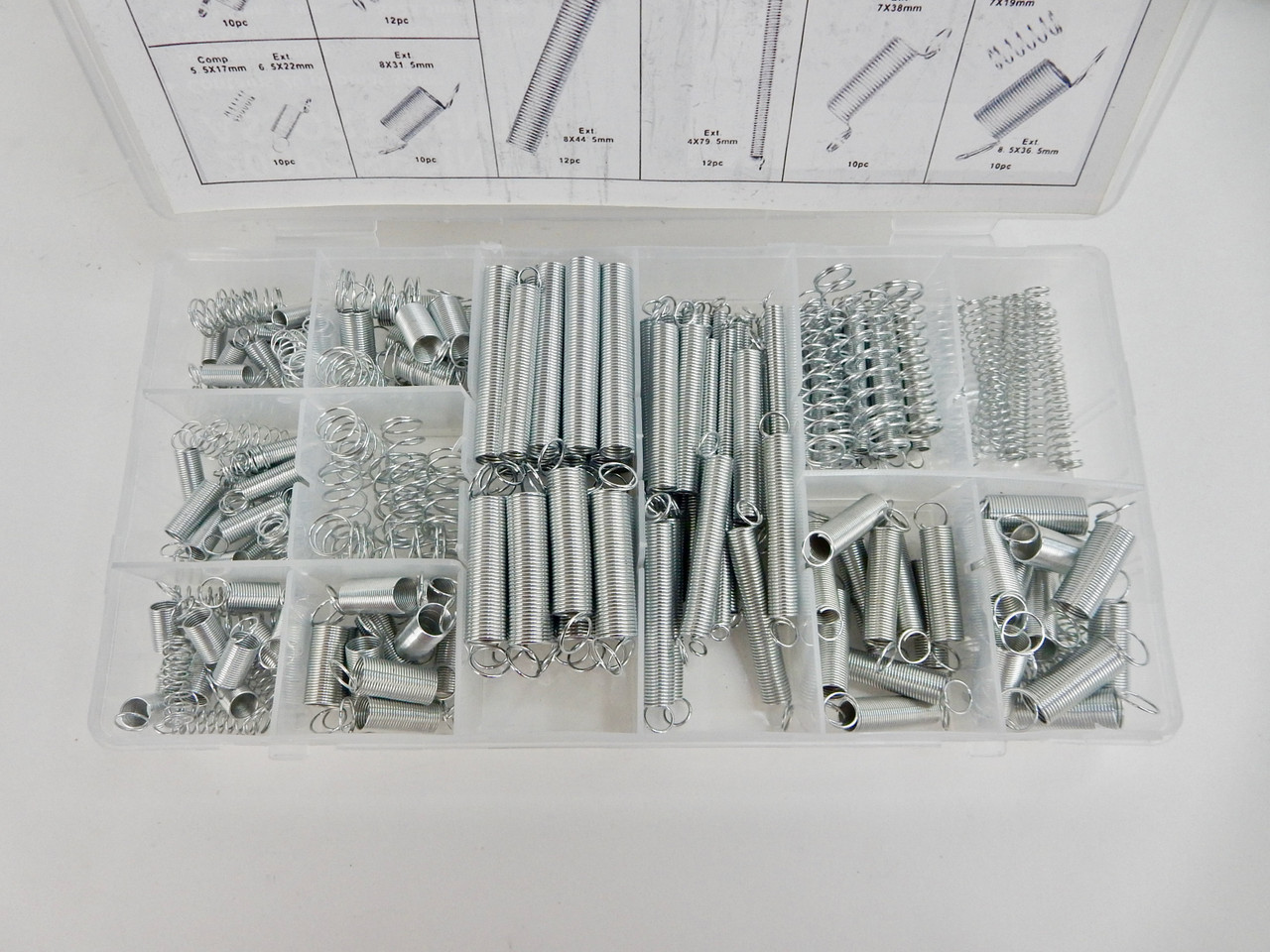 200PC SPRING ASSORTMENT SET ZINC PLATED STEEL COMPRESSION & EXTENSION CARBURETOR