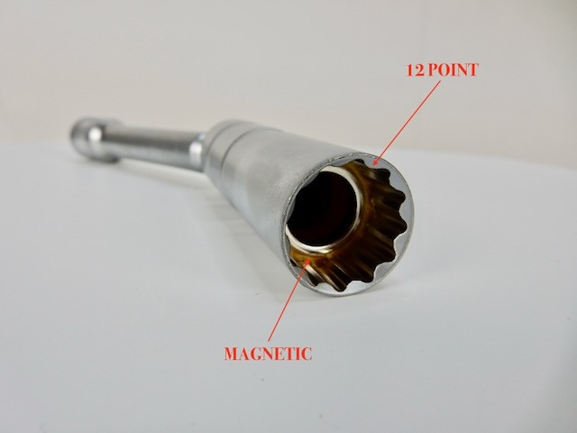 11.5" MAGNETIC SWIVEL SPARK PLUG SOCKET 3/8-DRIVE 12-POINT THIN WALL 16mm *5/8*