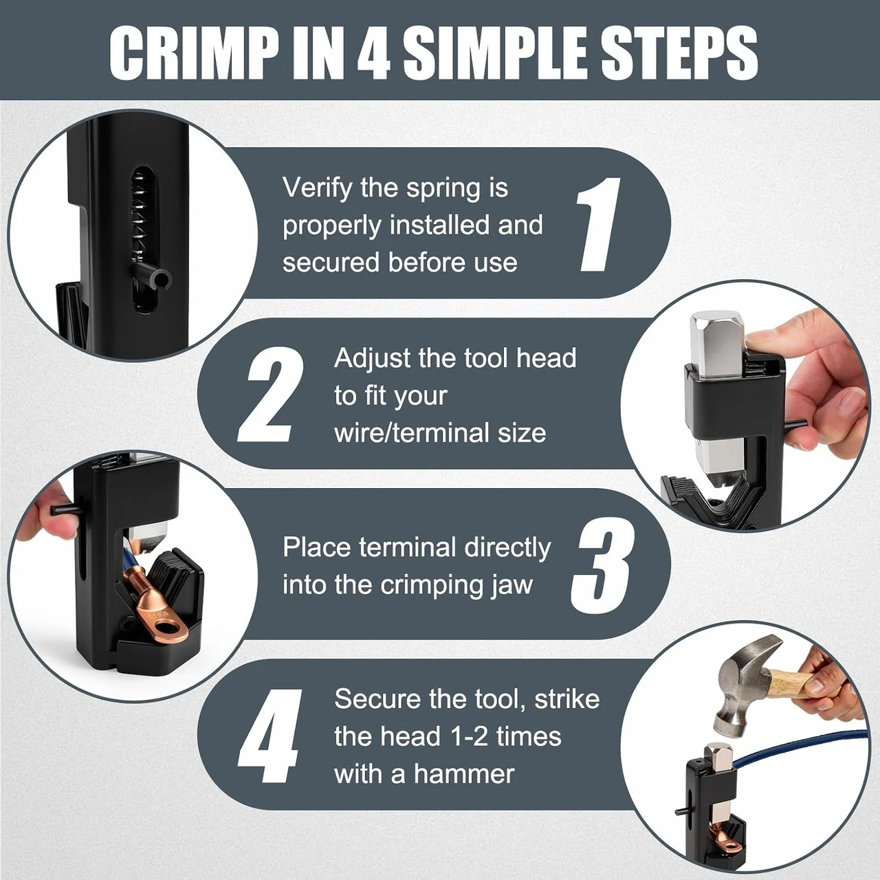 8-0 AWG Hammer Lug Crimper Tool Battery Welding Cable Terminal Crimping Tool