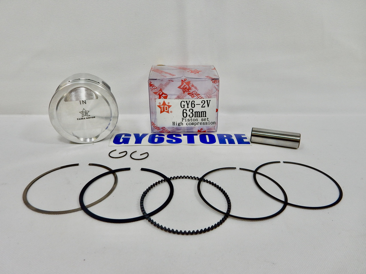 TAIDA 2V 180 - 206cc (63mm BORE) CAST HIGH COMPRESSION PISTON & RINGS SET