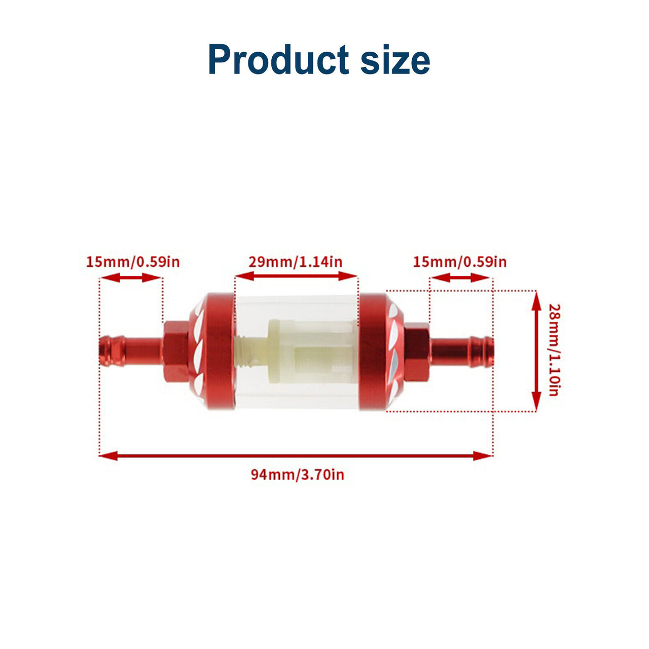 GLASS FUEL FILTER FOR 50cc QMB139 & 150cc GY6 SCOOTER ATV KART (1/4") 