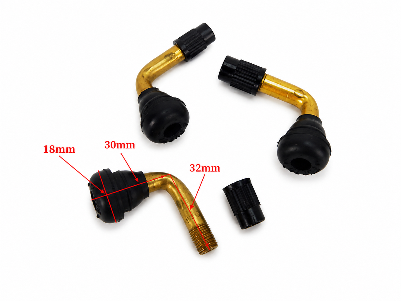 PVR70 90 DEGREE ANGLED VALVE STEM, BRASS SNAP-IN TUBELESS TIRE STEM