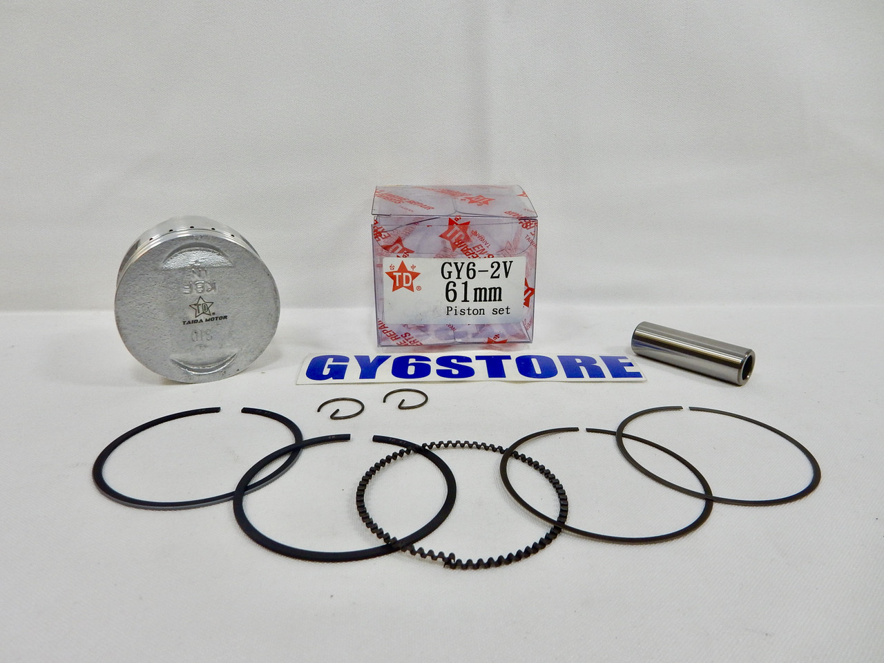 Taida 61mm 171cc Cast Piston Kit 15mm Pin 2V GY6 125 150cc Made Taiwan