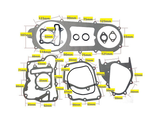 GY6 172cc (61mm BORE) LONG CASE GASKET KIT FOR SCOOTERS KART ATV *54mm SPACING*