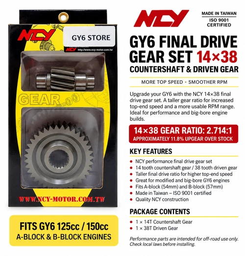 NCY GEAR SET (14*38) FOR 150cc - 232cc GY6 SCOOTERS ATV KARTS 