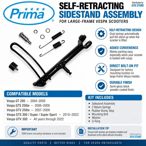 Prima Self Retracting Sidestand Vespa GT GTS GTV 200 250 300 2004-2022