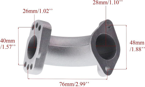 26mm Intake Manifold Carb Intake Pipe w/ Gaskets Fits 50cc-140cc Pit Bike ATV