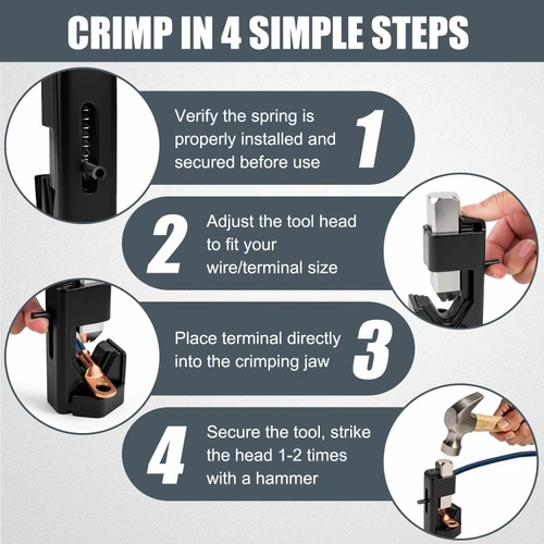 8-0 AWG Hammer Lug Crimper Tool Battery Welding Cable Terminal Crimping Tool