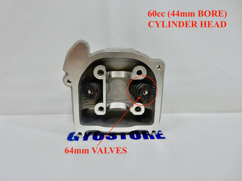 60cc (44mm BORE) CYLINDER HEAD WITH *69mm VALVES* FOR QMB139 MOTORS
