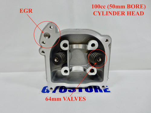 81cc / 100cc (50mm BORE) EGR STYLE CYLINDER HEAD *64mm VALVES* FOR QMB139 MOTORS