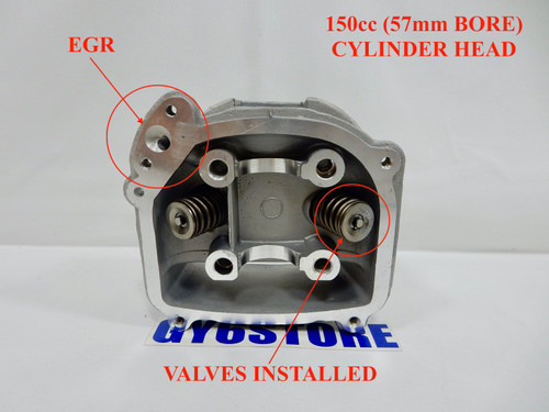 150cc (57mm BORE) EGR STYLE CYLINDER HEAD *WITH VALVES INSTALLED* FOR GY6 MOTORS