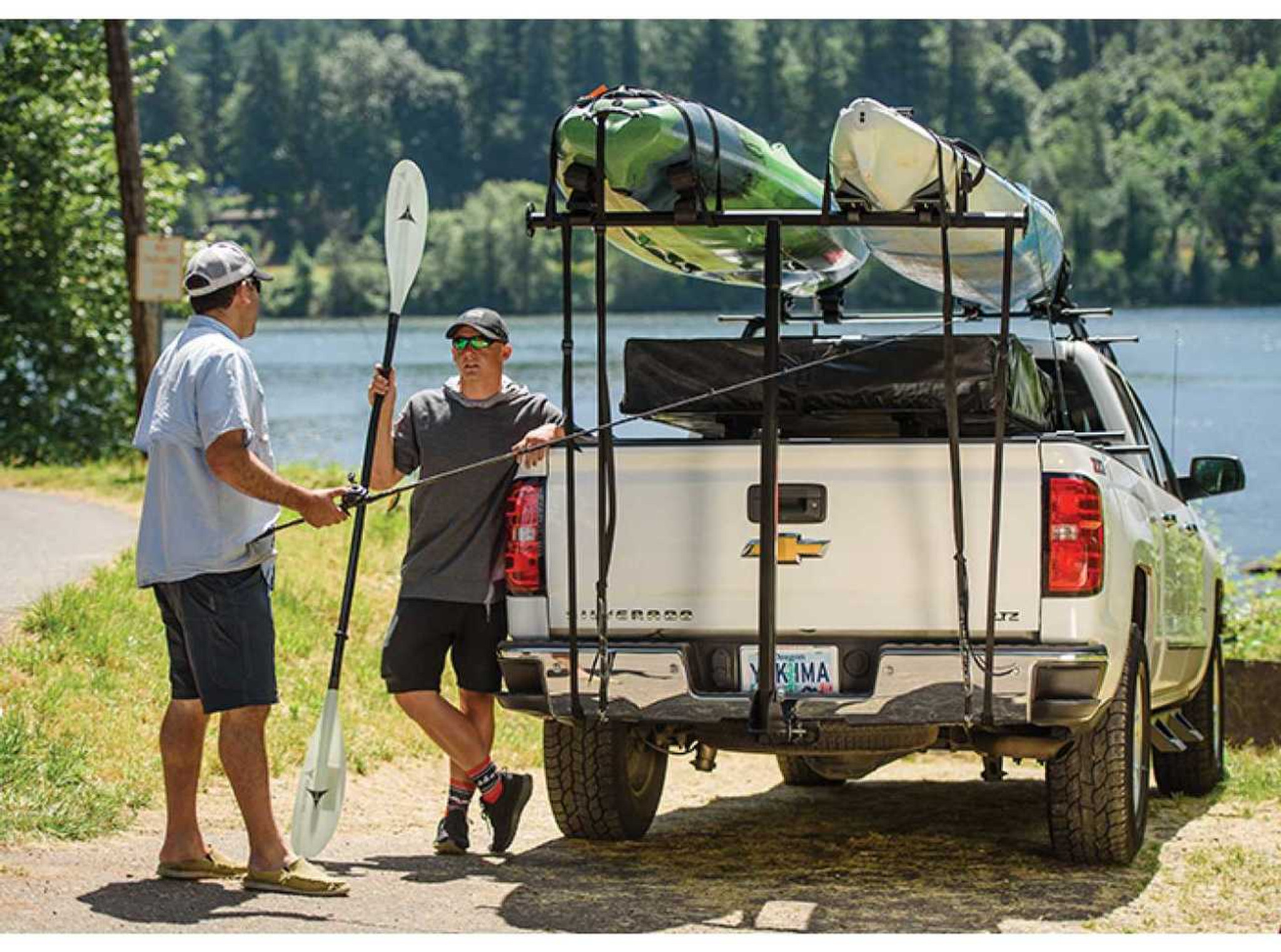 the Fixed Truck Bed Fishing Rod Rack - Adjustable Durable Truck