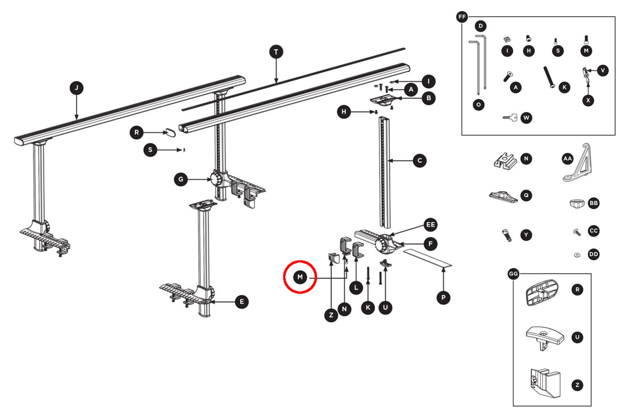 thule bike carrier parts