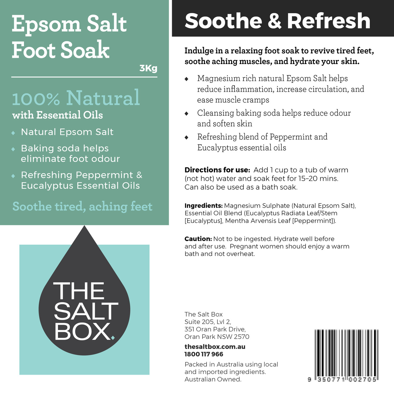 Epsom Foot Soak (3kg) for Tired and Sore Feet The Salt Box