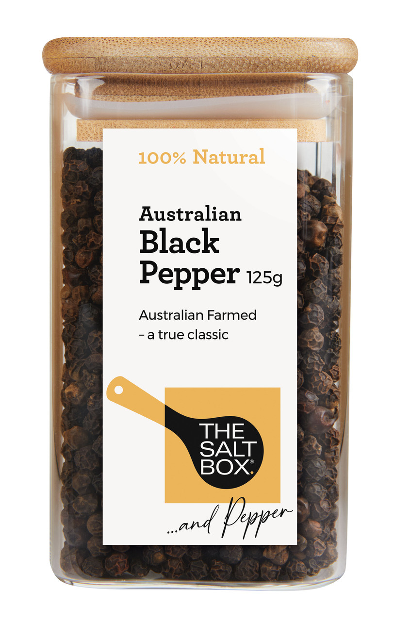 Australian Peppercorns (Black Whole 125g Jar) The Salt Box