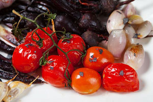 roasted vegetables with cyprus black lava salt