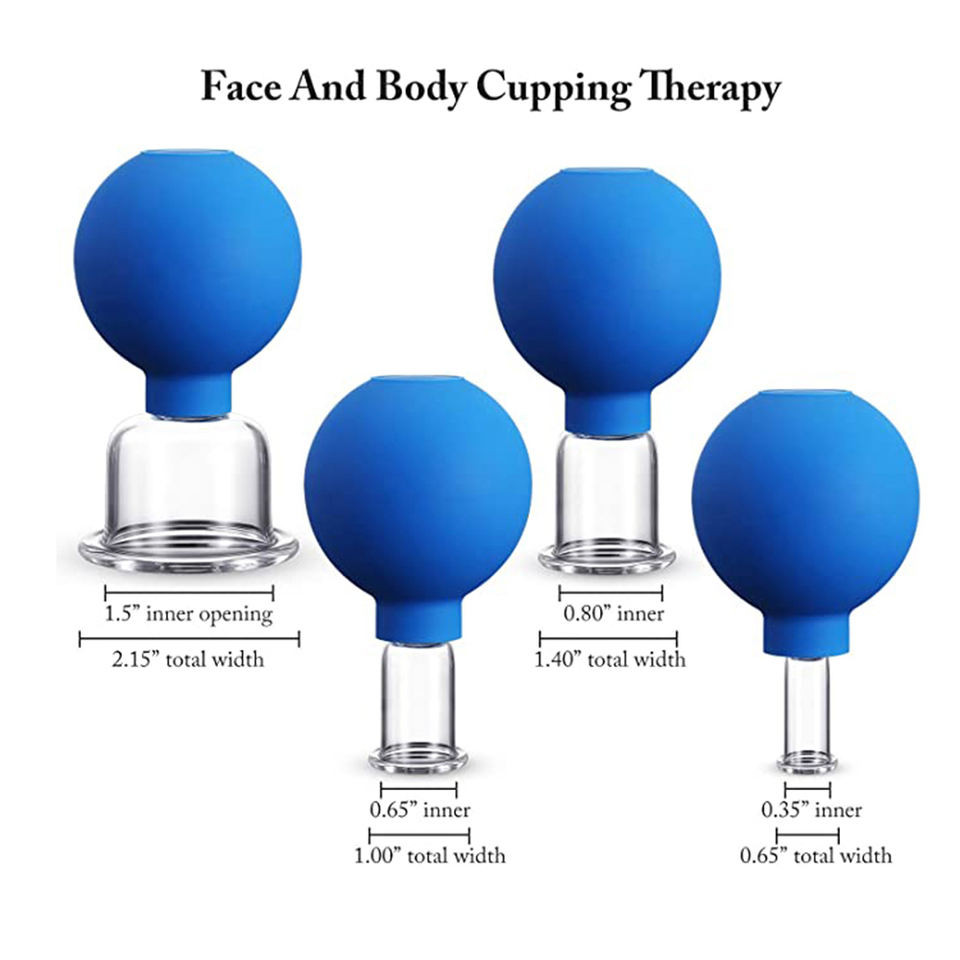 Kit De Ventouses Faciales En Verre - 6 Pièces Avec Boules D'aspiration En Silicone Pour Drainage Lymphatique, Peau Ferme Et Réduction Des Rides - 4