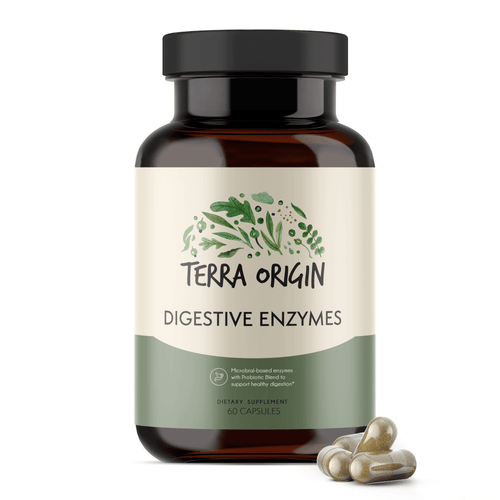 terra origin healthy digestive enzymes capsules bottle