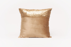 Velvet Throw Pillow with Sequins Side Panel Velvet Throw Pillow with Sequins Side Panel