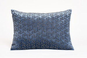 Geometric Heavily Embellished Design Velvet Throw Pillow 16x24