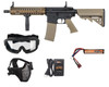 Specna Arms P19 PRIME Daniel Defense MK18 HAL ETU airsoft starter package in Chaos Bronze with included battery, charger, goggles, and mesh mask