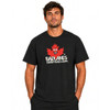 Model wearing the Badlands Paintball black Classic Logo T-shirt on Gildan 5000 Heavy Cotton