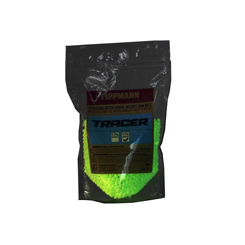 Tippmann Tactical Tracer Precision Match Grade 6mm Airsoft BBs - 28gr, 3,570ct Light Green - High Gloss, Consistent Fit