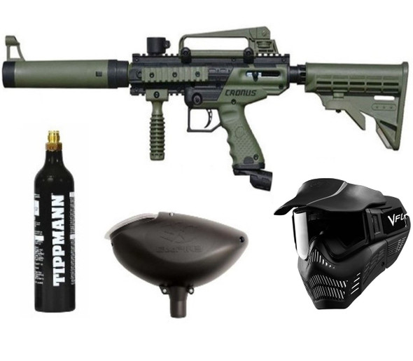 Cronus Tactical Olive Starter Paintball Gun Package with Armor Goggle