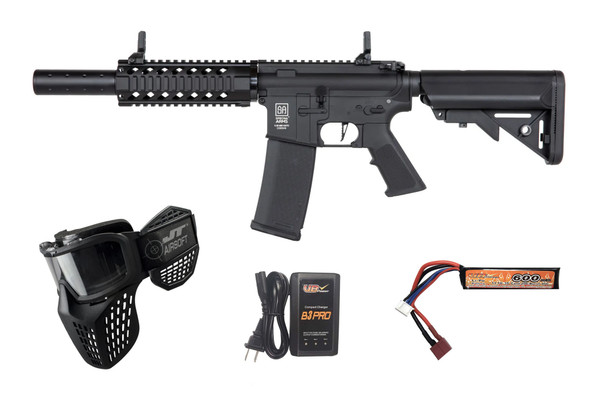 Specna Arms C11 CORE HAL ETU Airsoft Rifle Starter Package with Goggles, Battery, and Charger – Black