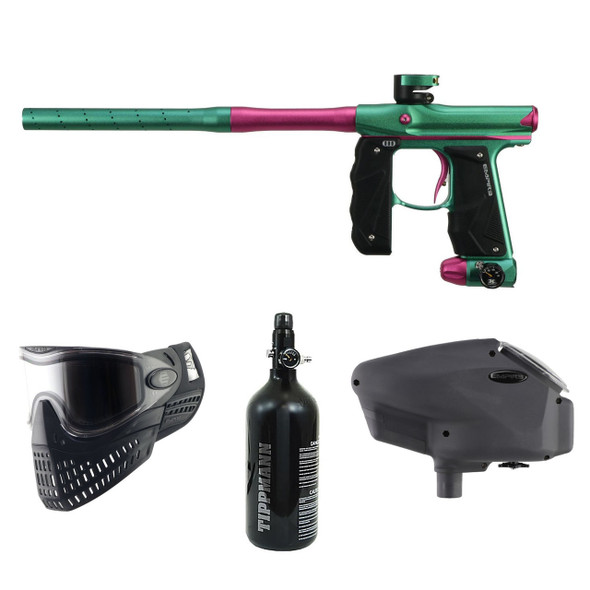 Empire Mini GS Paintball Gun Package Teal Hot Pink with Mask Tank and Loader