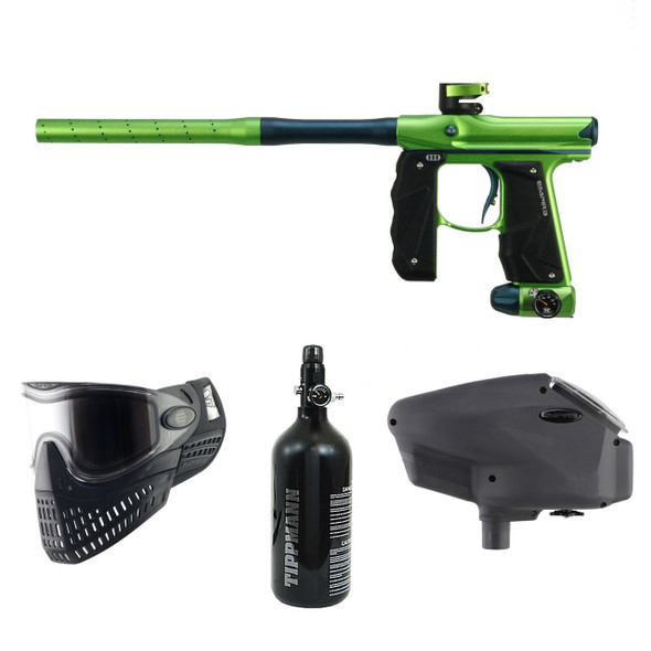 Empire Mini GS Paintball Gun Package Cadmium Green Admiral Blue with Mask Tank and Loader