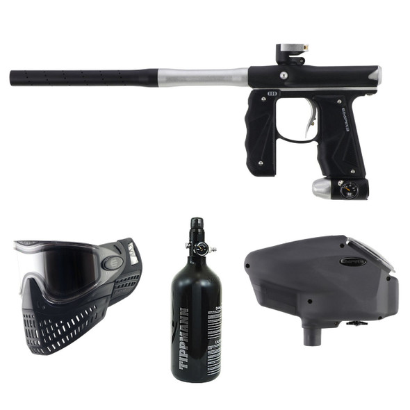 Empire Mini GS Paintball Gun Package Black Silver with Mask Tank and Loader