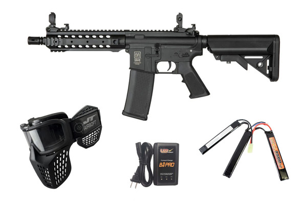 Specna Arms F01 FLEX Gate X-ASR Airsoft Starter Package with Goggles, Battery, and Charger – Black