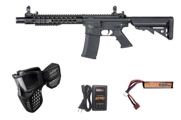 Specna Arms C07 CORE HAL ETU Airsoft Rifle Starter Package with Goggles, Battery, and Charger – Black