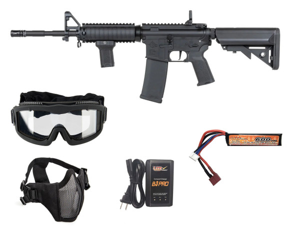 Specna Arms RRA P03 PRIME HAL ETU airsoft starter package black with battery charger goggles and mesh mask