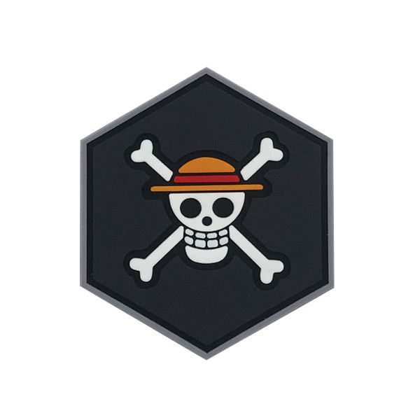 Hexagon PVC Morale Patch featuring the One Piece insignia, suitable for backpacks, jackets, hats, or tactical gear