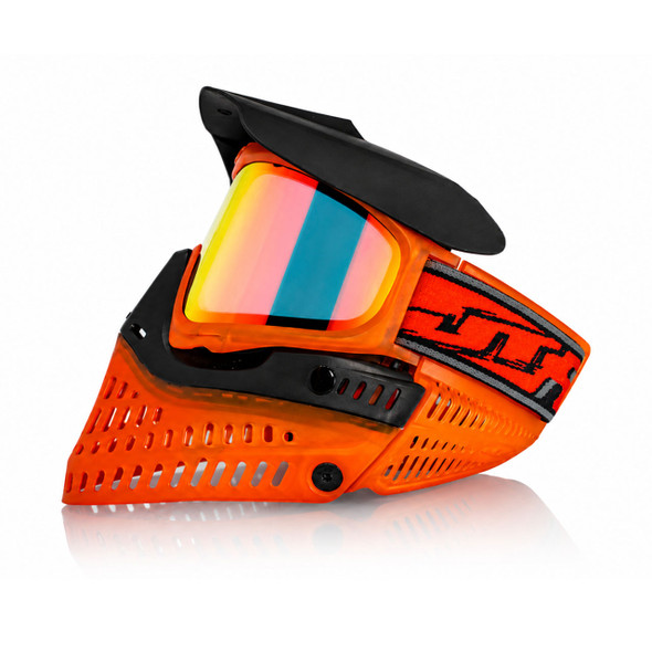 JT Spectra Proflex ICE Tequila Sunrise paintball mask with Lava Prizm lens with visor left side