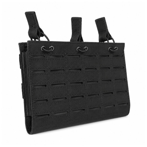 AIR RAID Laser Cut Triple Rifle Magazine Pouch in black with MOLLE slots and shock cord retention