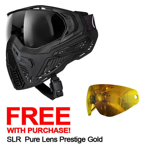 HK Army SLR Paintball Mask - Black/Black With Clear Lens