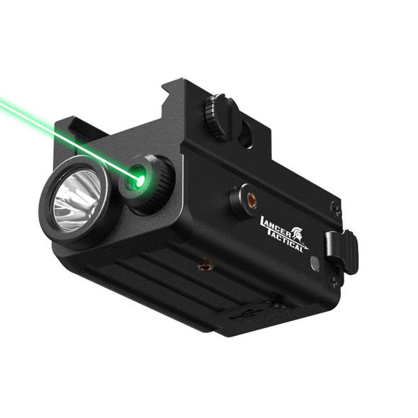 Lancer Tactical 300 lumen pistol flashlight with green laser