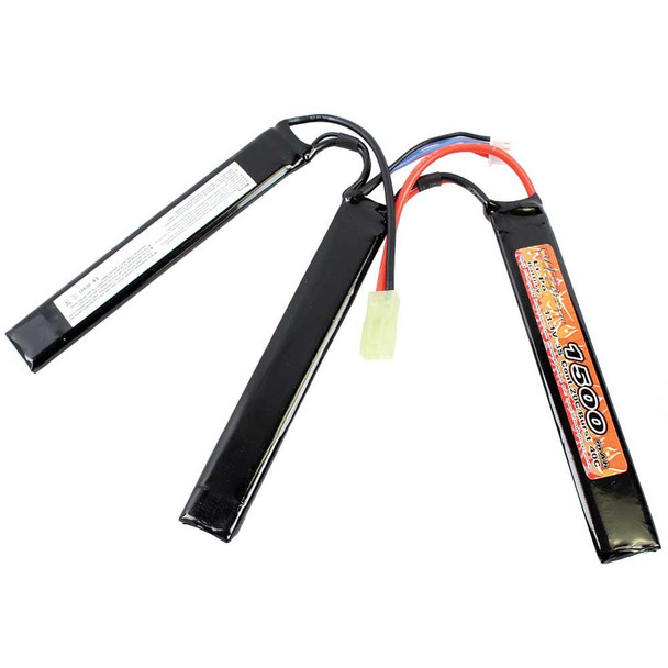 11.1V 1500 mAh 20C Li-Po 3 Panel Airsoft Battery