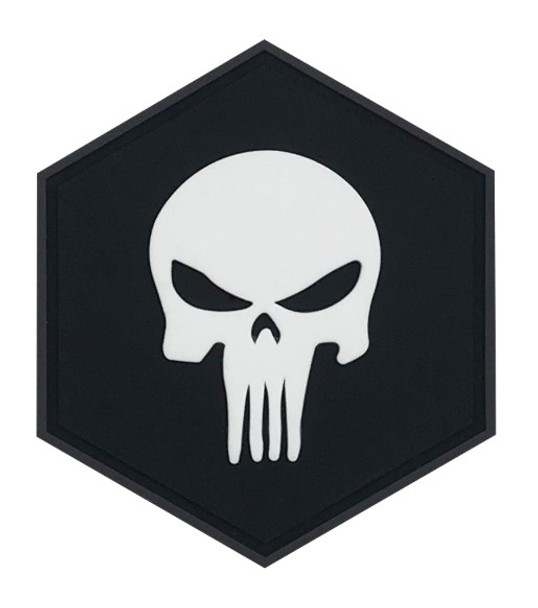 Hexagon PVC Morale Patch – Punisher Skull Design