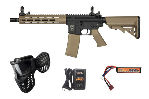 Specna Arms F03 FLEX Airsoft Rifle Starter Package – Black/Tan