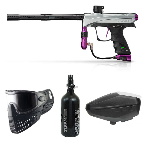 Dye CZR+ Paintball Gun Package - Grey/Purple Dust