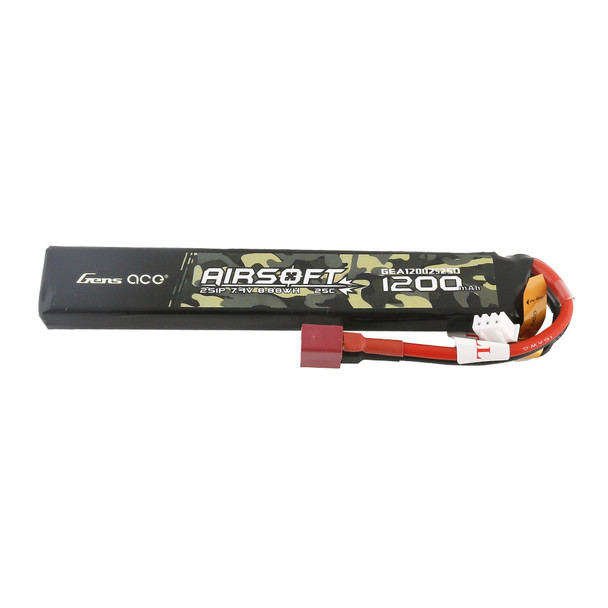 Gens Ace 7.4V 1200mAh 25C Li-Po stick airsoft battery with Deans connector