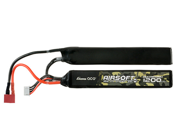 Gens Ace 11.1V 1200mAh 25C Li-Po 2-panel airsoft battery with Deans connector