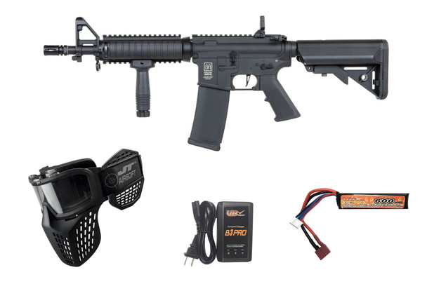 Specna Arms C04 CORE ETU Airsoft Starter Package with Goggles, Battery, and Charger – Black