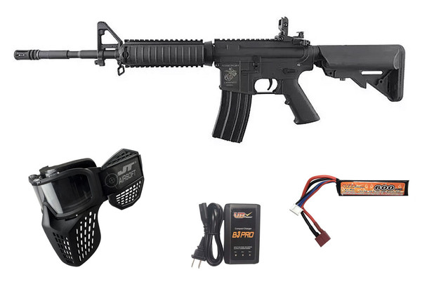 Specna Arms Gen 2 F12 FLEX Gate X-ASR airsoft starter package black with battery charger and JT Delta 3 goggle