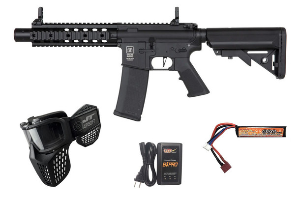 Specna Arms C05 CORE HAL ETU carbine airsoft starter package black with battery charger and JT Delta 3 goggle