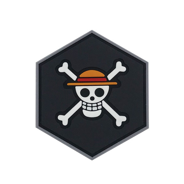 Hexagon PVC Morale Patch featuring the One Piece insignia, suitable for backpacks, jackets, hats, or tactical gear